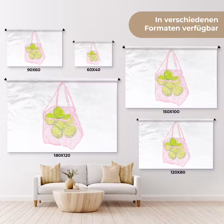Netzakje - Roze - Illustratie - Limoenen Wandkleed katoen klein -tsfeer8_DE