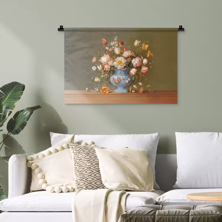 Neutral - Bloemen - Boeket - Vaas Wandkleed katoen klein -sfeer7