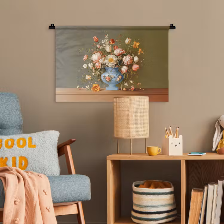Neutral - Bloemen - Boeket - Vaas Wandkleed katoen klein -wsfeer4_kind