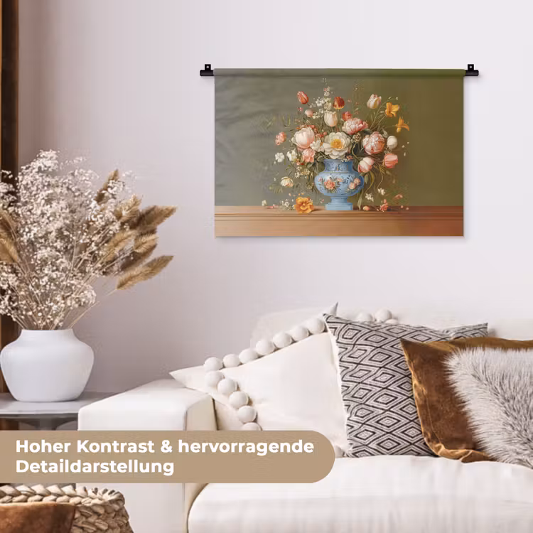 Neutral - Bloemen - Boeket - Vaas Wandkleed katoen klein -tsfeer1_DE
