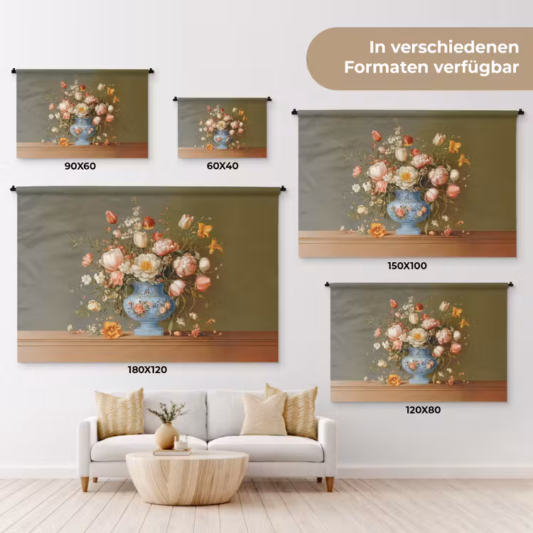 Neutral - Bloemen - Boeket - Vaas Wandkleed katoen klein -tsfeer8_DE
