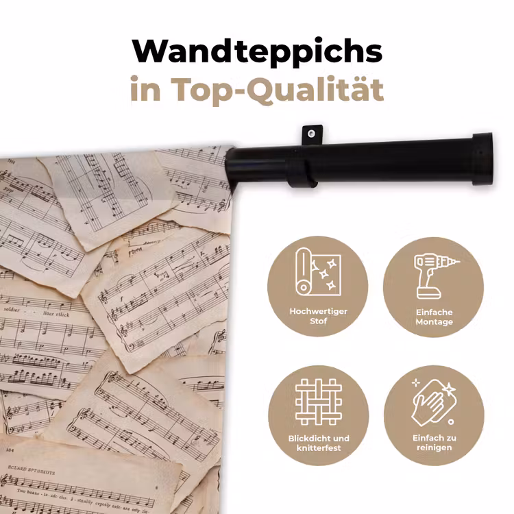 Bladmuziek - Oud - Noten - Vintage - Beige Wandkleed katoen klein -tsfeer2_DE