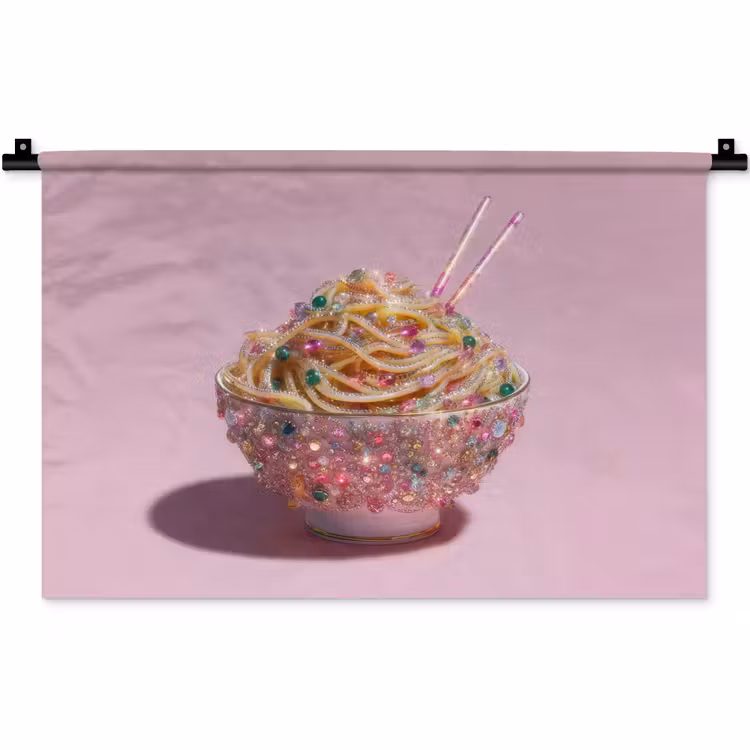 Noodles - Edelstenen - Stokjes - Roze Wandkleed katoen klein -zz3d