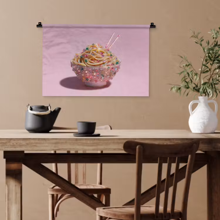 Noodles - Edelstenen - Stokjes - Roze Wandkleed katoen klein -sfeer6