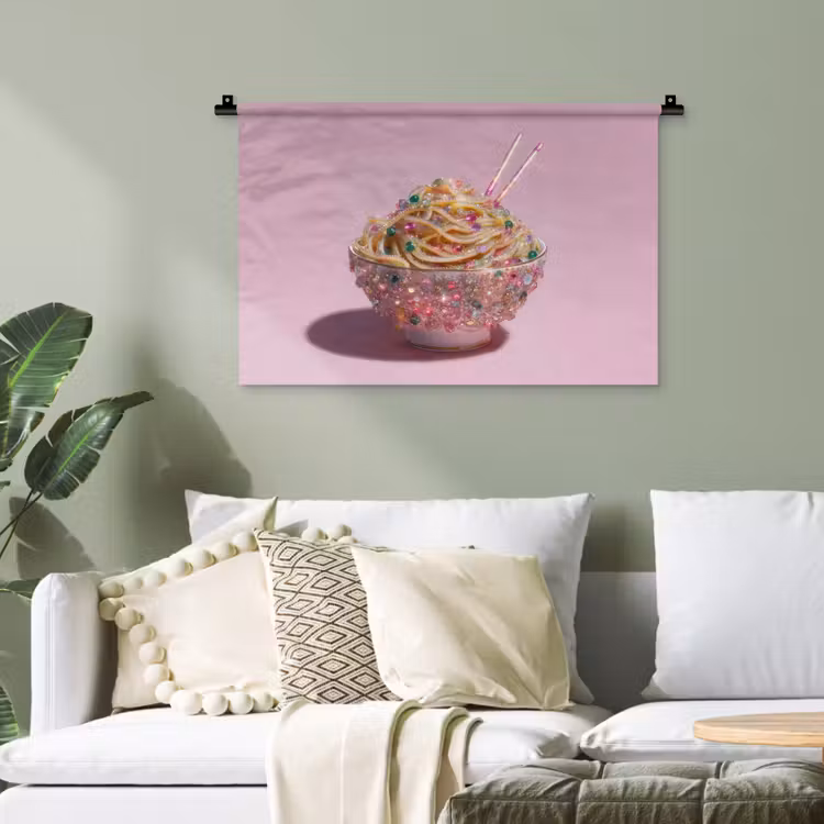 Noodles - Edelstenen - Stokjes - Roze Wandkleed katoen klein -sfeer7