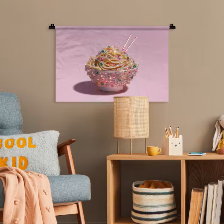 Noodles - Edelstenen - Stokjes - Roze Wandkleed katoen klein -wsfeer4_kind