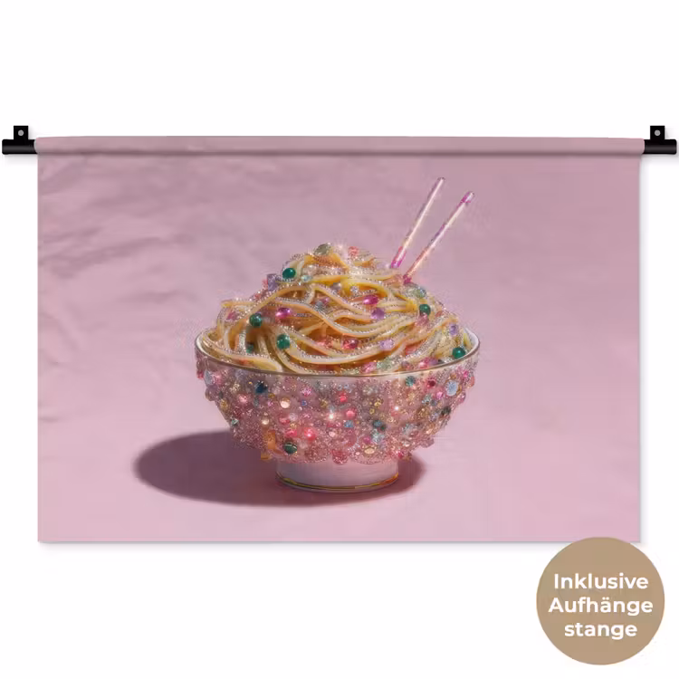 Noodles - Edelstenen - Stokjes - Roze Wandkleed katoen klein -t3d_DE