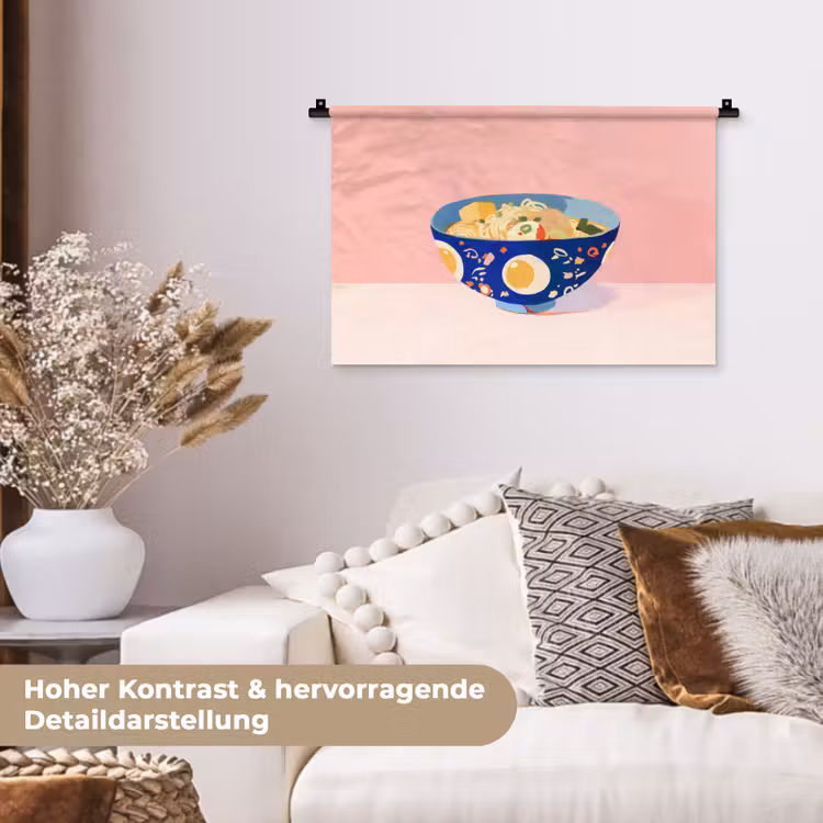 Noodles - Kom - Blauw - Illustratie Wandkleed katoen klein -tsfeer1_DE