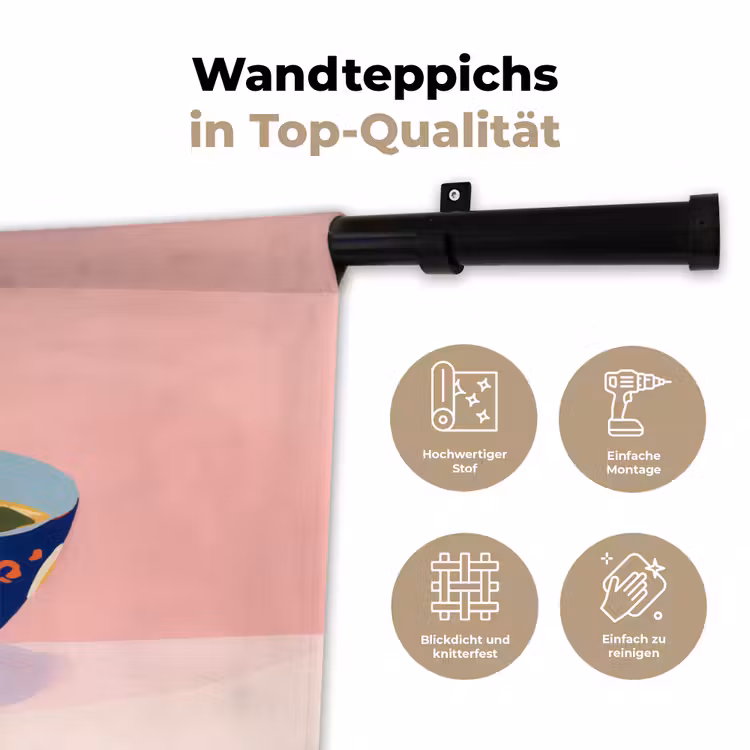 Noodles - Kom - Blauw - Illustratie Wandkleed katoen klein -tsfeer2_DE
