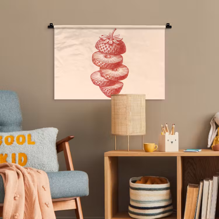 Fruit - Gesneden - Illustratie - Rood - Vintage Wandkleed katoen klein -wsfeer4_kind