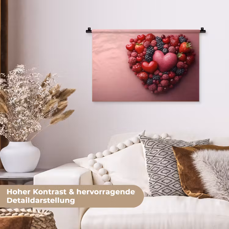 Fruit - Hartjes - Aardbeien - Frambozen - Bosbessen Wandkleed katoen klein -tsfeer1_DE