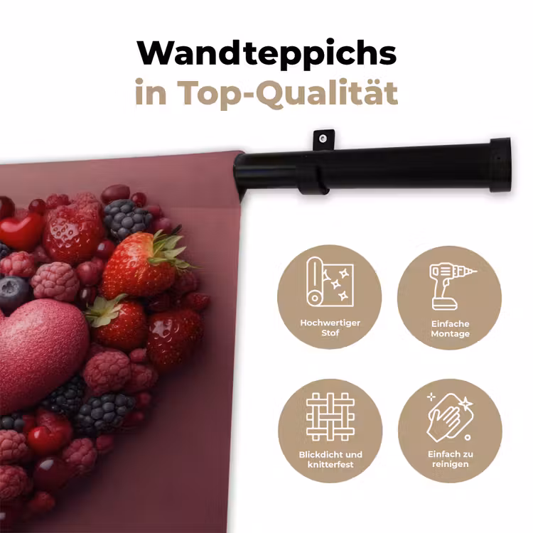Fruit - Hartjes - Aardbeien - Frambozen - Bosbessen Wandkleed katoen klein -tsfeer2_DE