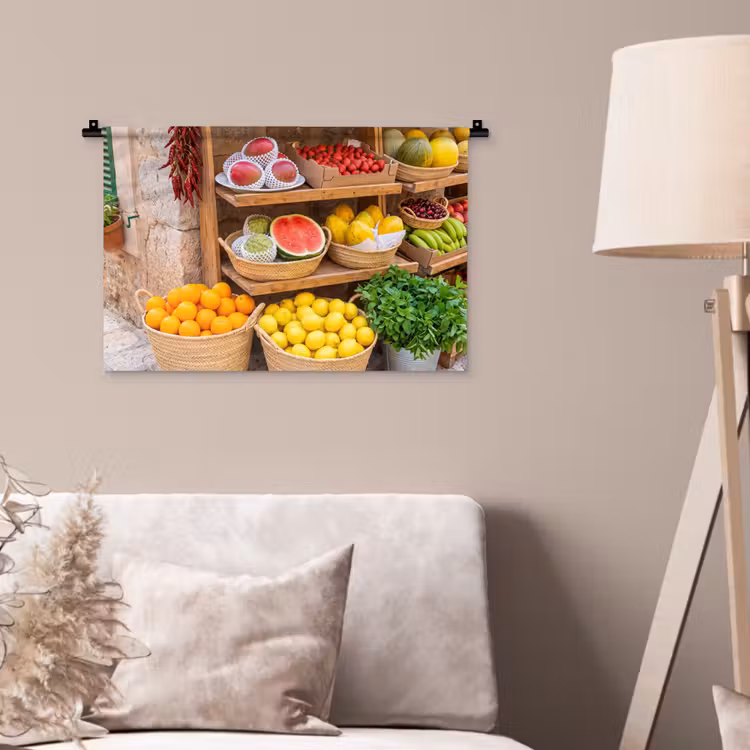 Wandteppich - Obst – Markt – Frisch - Fruit - Markt - Vers Wandkleed katoen klein