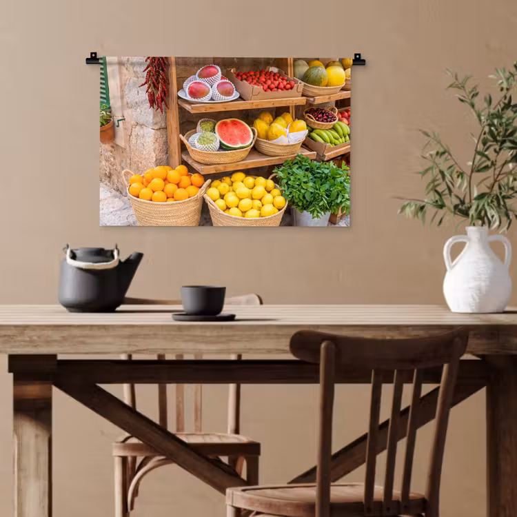 Wandteppich - Obst – Markt – Frisch - Fruit - Markt - Vers Wandkleed katoen klein