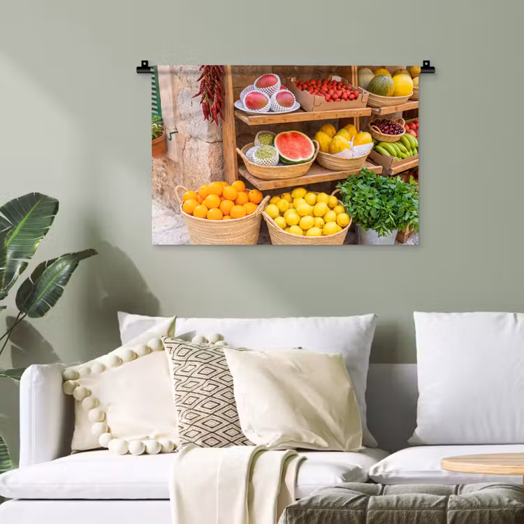 Wandteppich - Obst – Markt – Frisch - Fruit - Markt - Vers Wandkleed katoen klein
