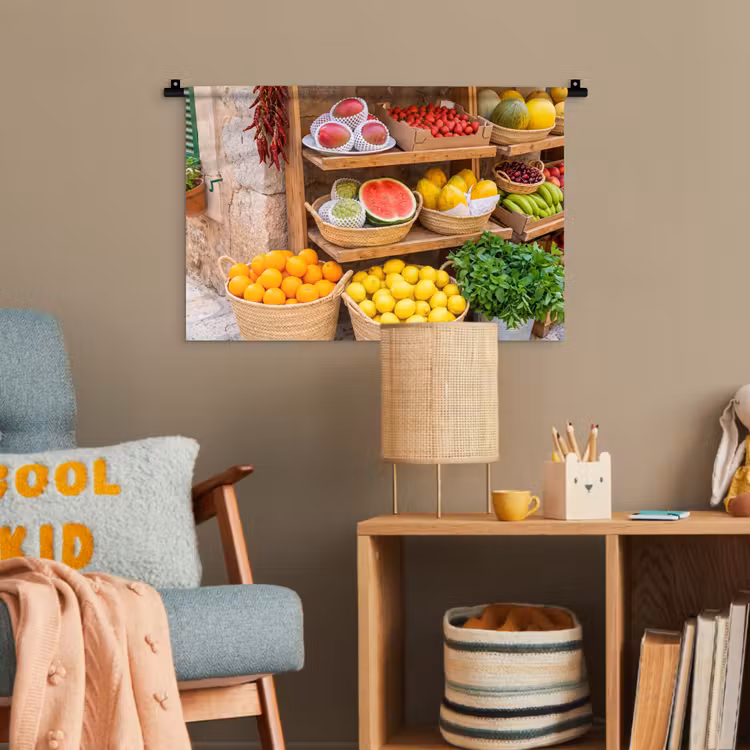 Wandteppich - Obst – Markt – Frisch - Fruit - Markt - Vers Wandkleed katoen klein