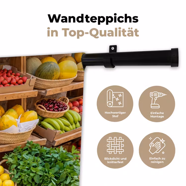 Wandteppich - Obst – Markt – Frisch - Fruit - Markt - Vers Wandkleed katoen klein