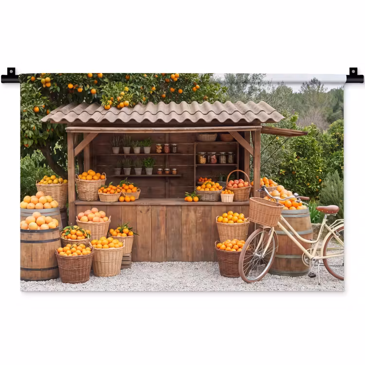 Wandteppich - Obst – Markt – Ländlich - Fruit - Markt - Landelijk Wandkleed katoen klein