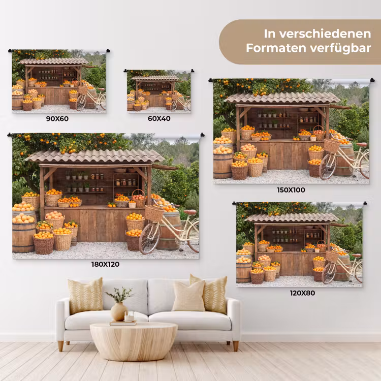 Wandteppich - Obst – Markt – Ländlich - Fruit - Markt - Landelijk Wandkleed katoen klein
