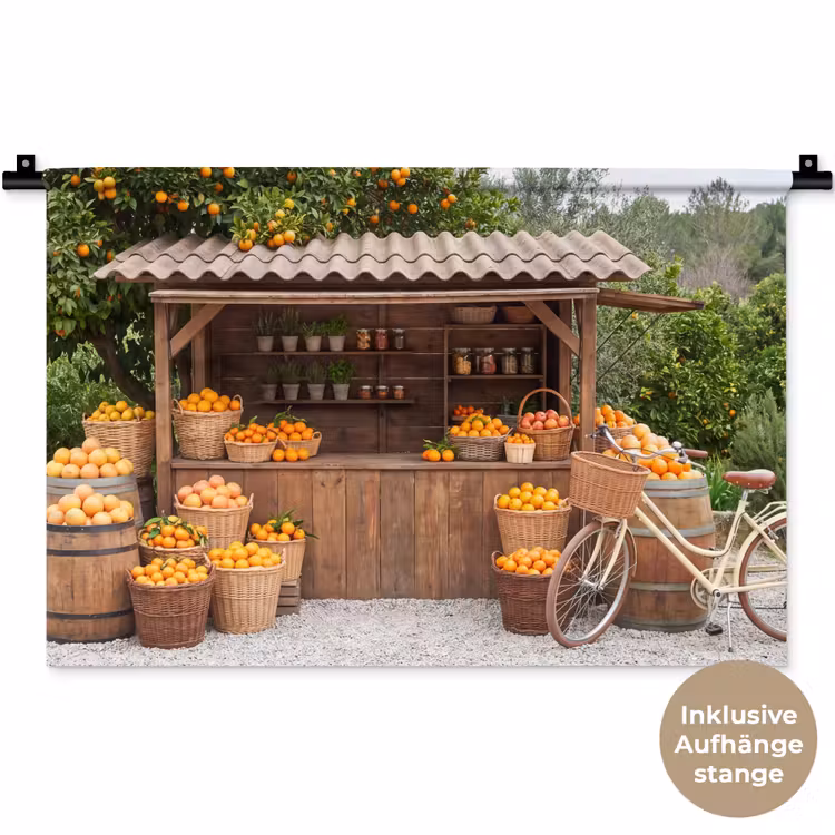 Wandteppich - Obst – Markt – Ländlich - Fruit - Markt - Landelijk Wandkleed katoen klein