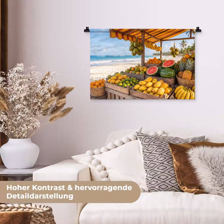 Wandteppich - Obst – Strand – Tropisch - Fruit - Strand - Tropisch Wandkleed katoen klein
