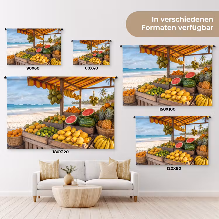 Wandteppich - Obst – Strand – Tropisch - Fruit - Strand - Tropisch Wandkleed katoen klein