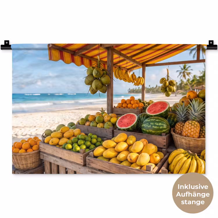 Wandteppich - Obst – Strand – Tropisch - Fruit - Strand - Tropisch Wandkleed katoen klein