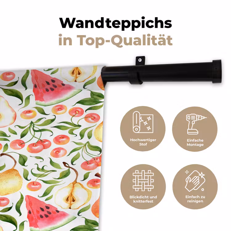 Fruit - Watermeloen - Kersen - Peer Wandkleed katoen klein 269 -tsfeer2_DE