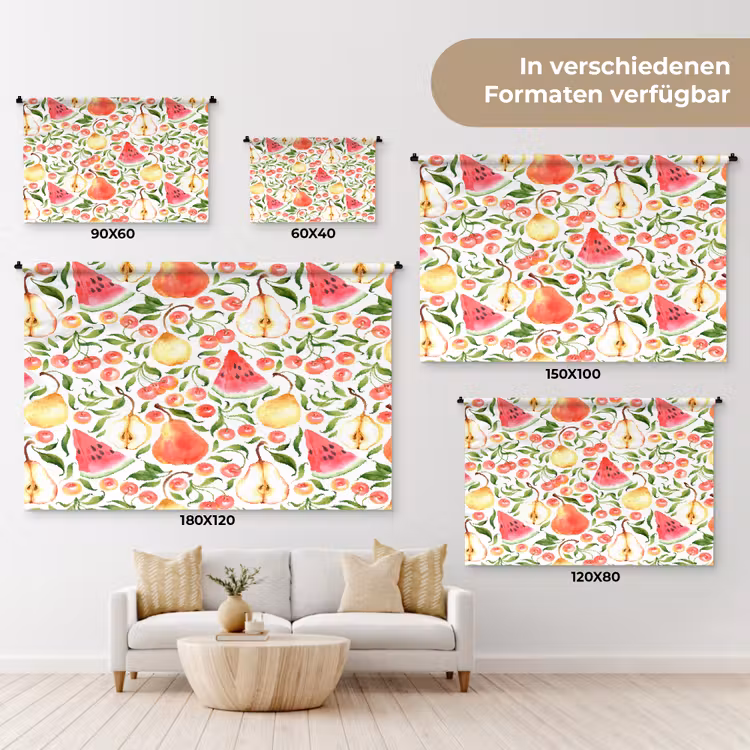 Fruit - Watermeloen - Kersen - Peer Wandkleed katoen klein 269 -tsfeer8_DE