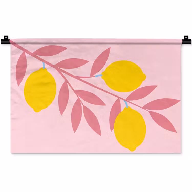 Fruit - Tak - Natuur - Abstract - Roze Wandkleed katoen klein -zz3d