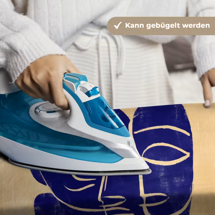 Okergeel - Blauw - Eenvoudige lijnen Wandkleed katoen klein -tsfeer9_DE