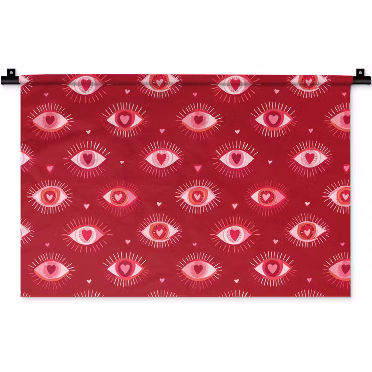 Ogen - Patroon - Roze - Donkerrood Wandkleed katoen klein 269 -zz3d