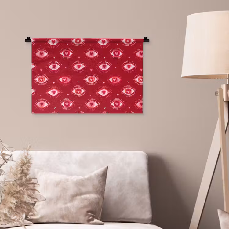 Ogen - Patroon - Roze - Donkerrood Wandkleed katoen klein 269 -sfeer4