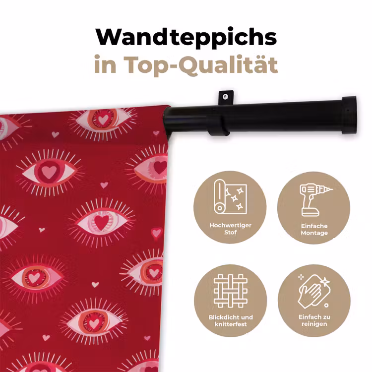 Ogen - Patroon - Roze - Donkerrood Wandkleed katoen klein 269 -tsfeer2_DE