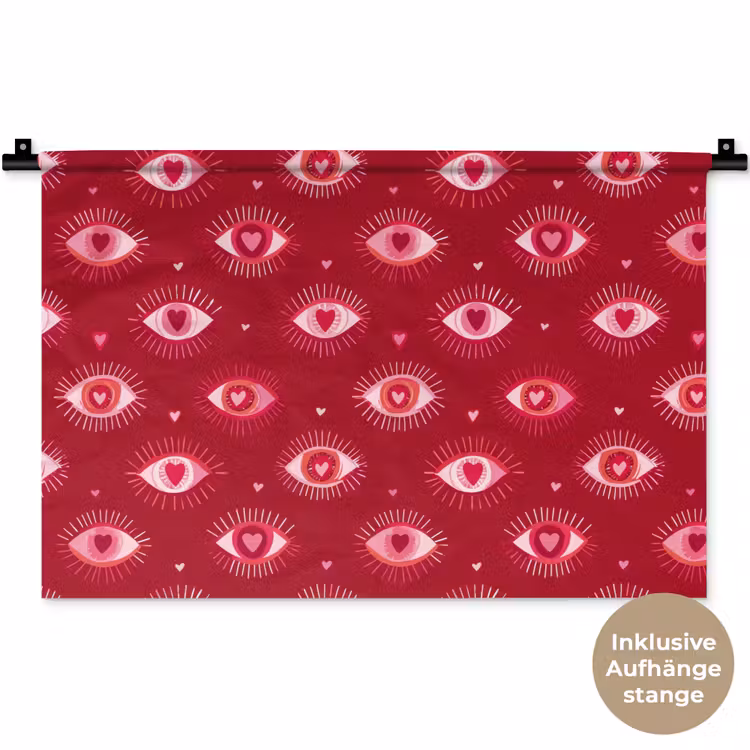 Ogen - Patroon - Roze - Donkerrood Wandkleed katoen klein 269 -t3d_DE