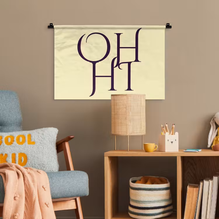 Oh hi - Geel - Monogram Wandkleed katoen klein -wsfeer4_kind