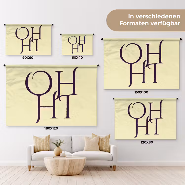 Oh hi - Geel - Monogram Wandkleed katoen klein -tsfeer8_DE