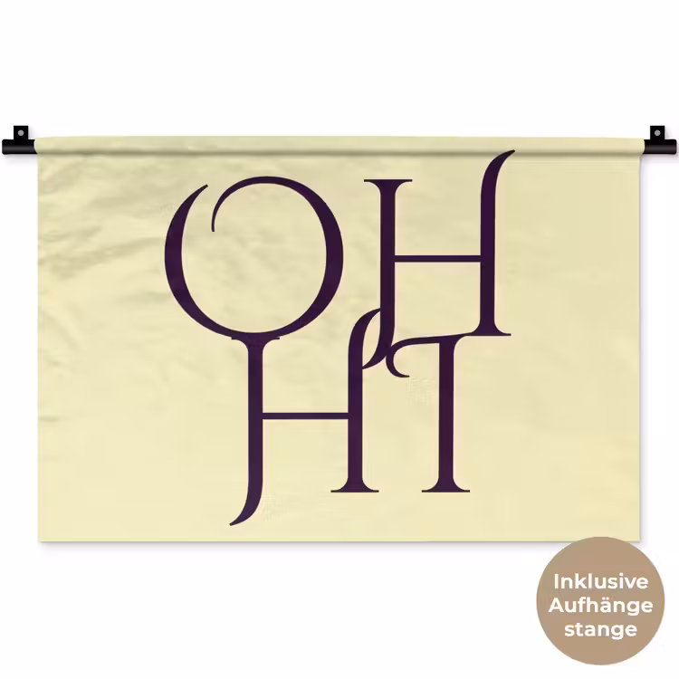 Oh hi - Geel - Monogram Wandkleed katoen klein -t3d_DE