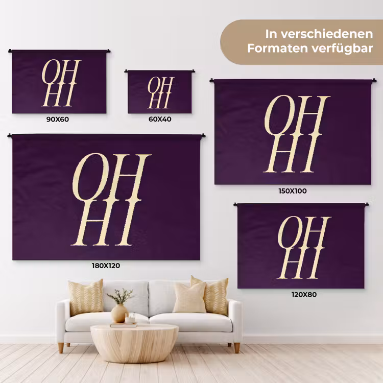 Oh hi - Paars - Minimalistisch Wandkleed katoen klein -tsfeer8_DE
