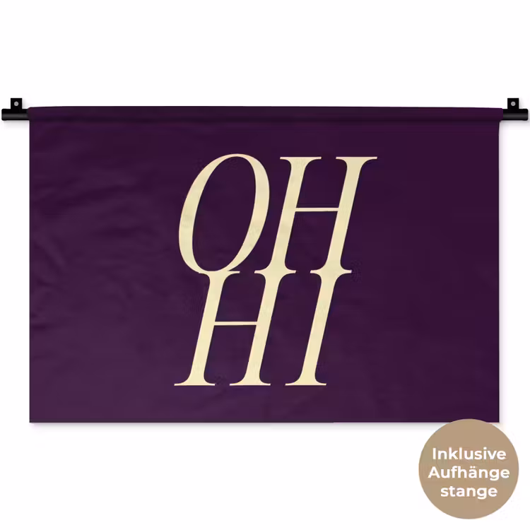 Oh hi - Paars - Minimalistisch Wandkleed katoen klein -t3d_DE