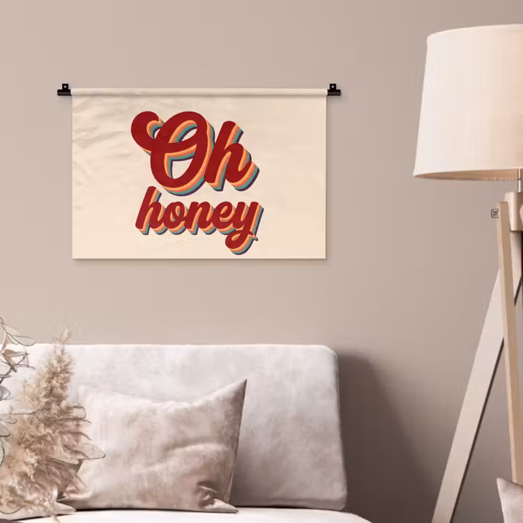 Oh honey - Rood - Schaduw Wandkleed katoen klein -sfeer4