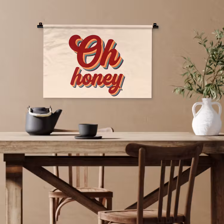 Oh honey - Rood - Schaduw Wandkleed katoen klein -sfeer6