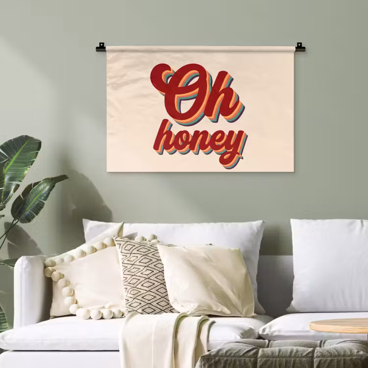 Oh honey - Rood - Schaduw Wandkleed katoen klein -sfeer7