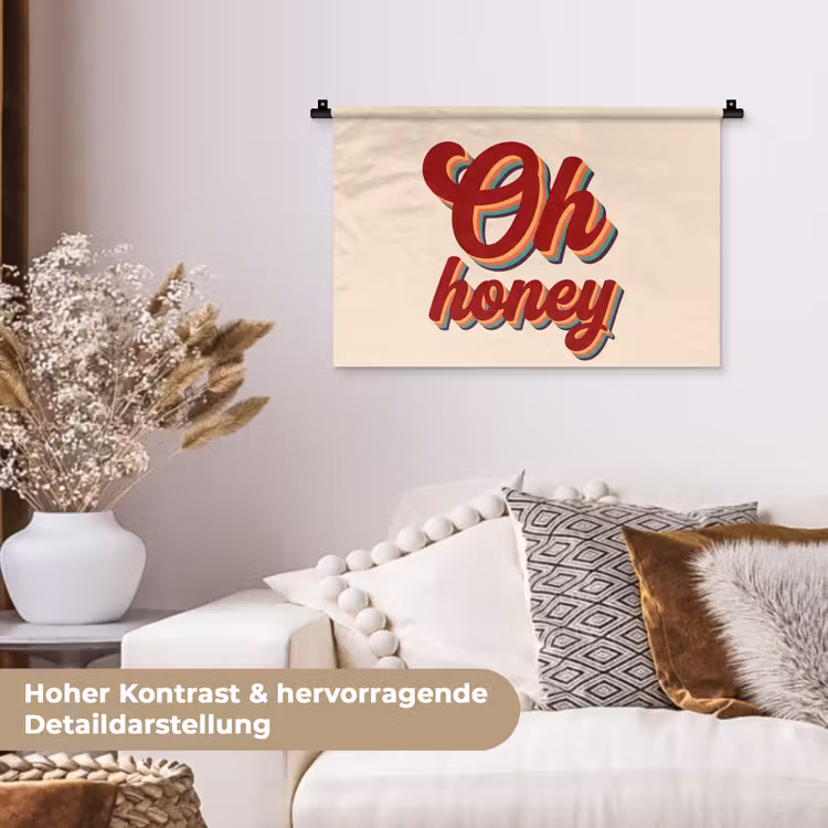 Oh honey - Rood - Schaduw Wandkleed katoen klein -tsfeer1_DE
