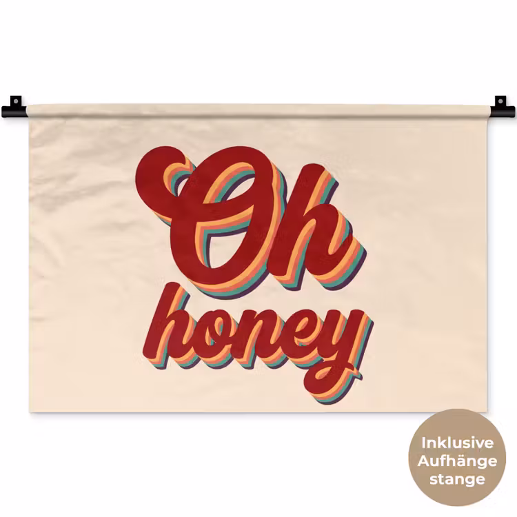 Oh honey - Rood - Schaduw Wandkleed katoen klein -t3d_DE