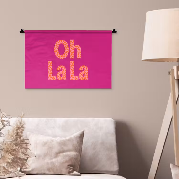 Oh la la - Luipaardprint - Roze Wandkleed katoen klein -sfeer4