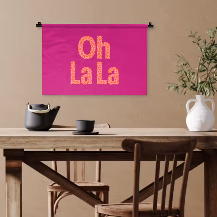 Oh la la - Luipaardprint - Roze Wandkleed katoen klein -sfeer6