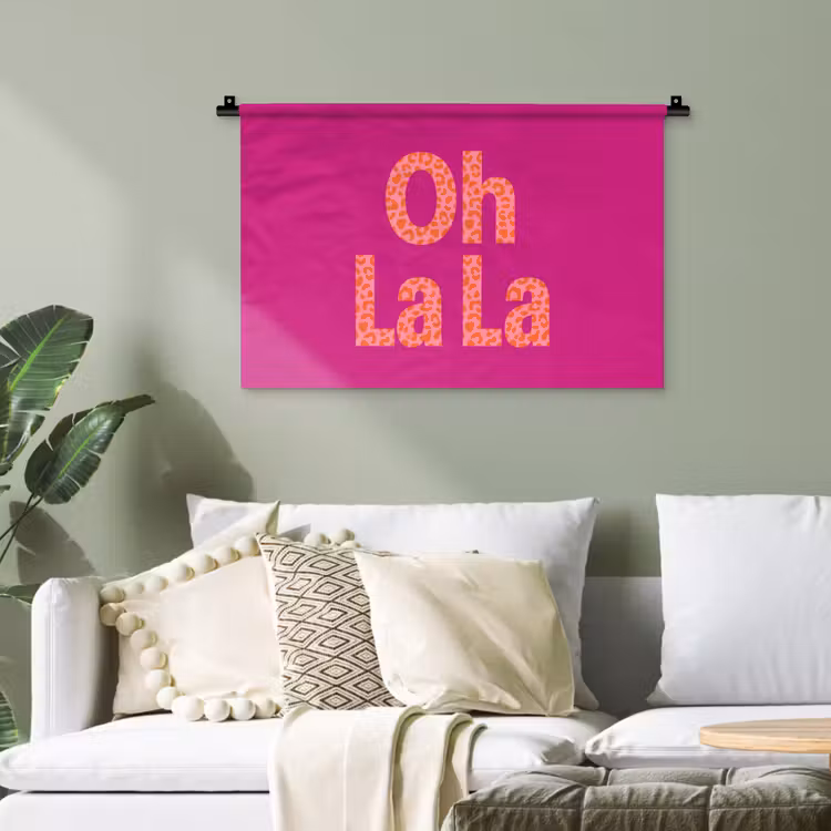 Oh la la - Luipaardprint - Roze Wandkleed katoen klein -sfeer7