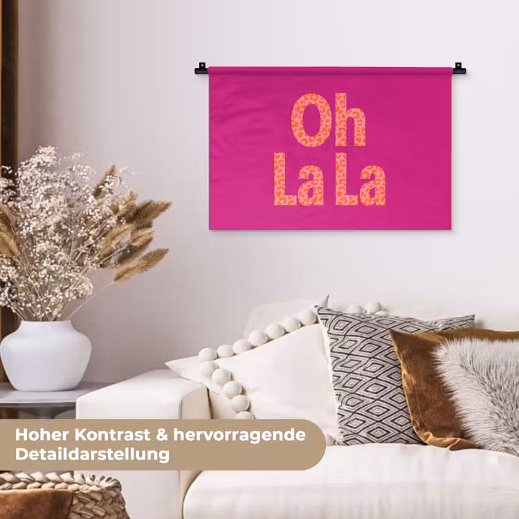 Oh la la - Luipaardprint - Roze Wandkleed katoen klein -tsfeer1_DE