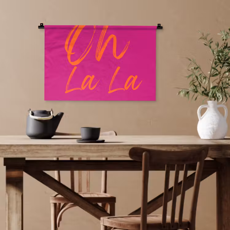 Oh la la - Oranje - Roze Wandkleed katoen klein -sfeer6